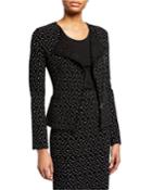 Dot-jacquard Asymmetric Zip-front Jacket