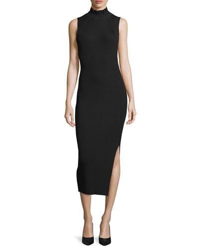 Hedrisa Lustrate Ribbed-knit Mock-neck Dress