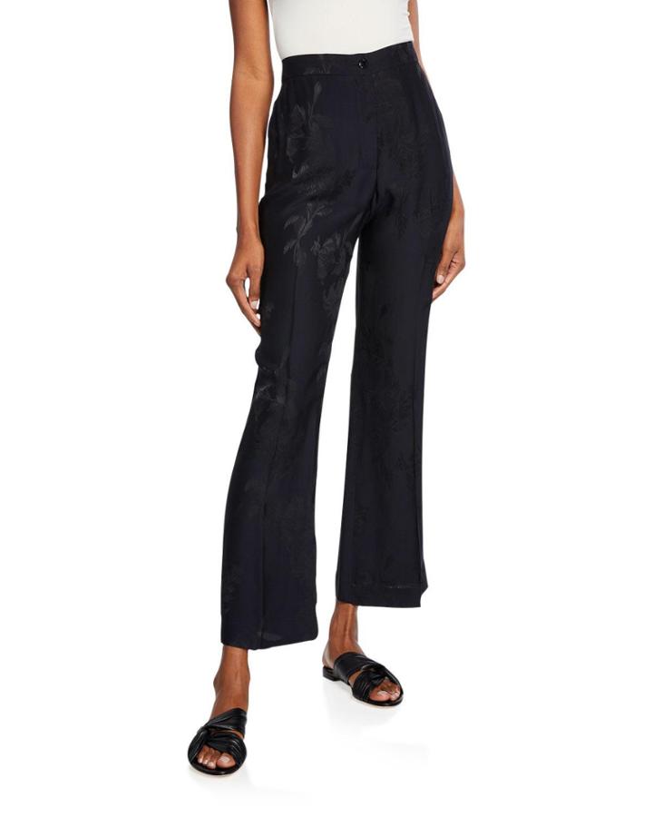 Jacquard Silk Flared Crop Pants