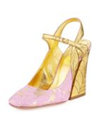 Metallic Flare-heel Pumps