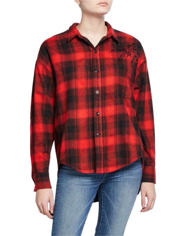 Embellished Plaid Oversized