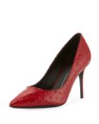 Lucrezia Ostrich-embossed Leather High Pump