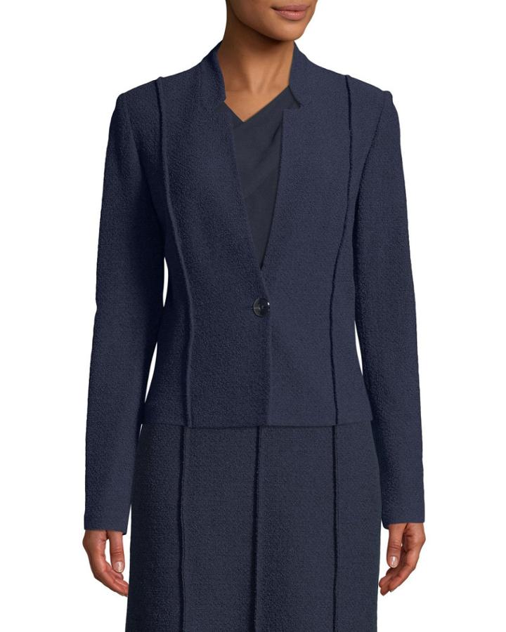Ana Boucle Knit Seamed Blazer Jacket
