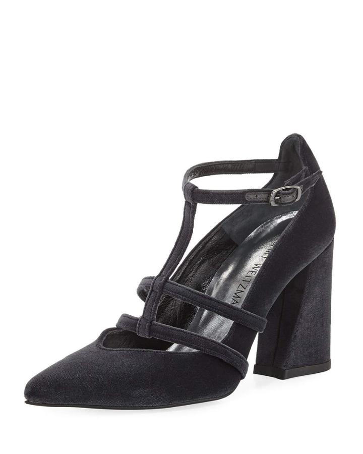 Popularity Velvet T-strap Pump