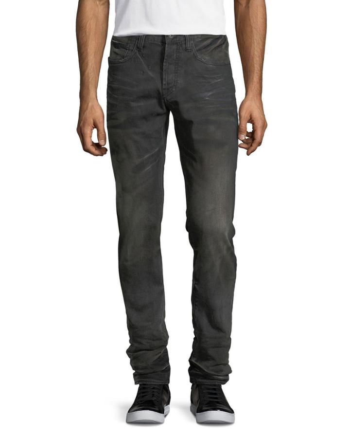 Faded & Whiskered Denim Slim-straight Jeans