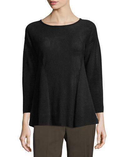 Ribbed Peplum 3/4-sleeve