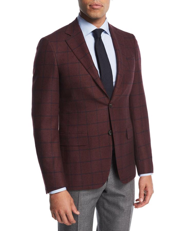 Windowpane Cashmere Two-button