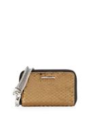 Pyramid Snake-embossed Phone Wristlet, Bronze