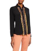 Silk Crepe De Chine Fringed Placket