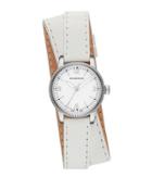 30mm Round Stainless Watch With Double-wrap White