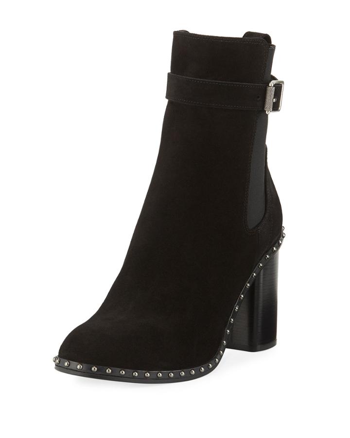 Romi Dome-studded Suede Block-heel Bootie