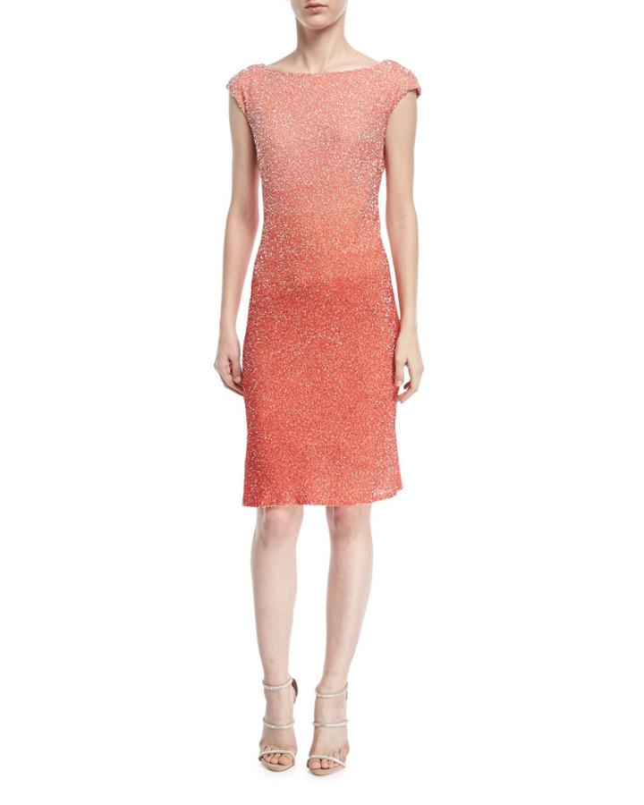 Cowl-back Sequined Cocktail Dress