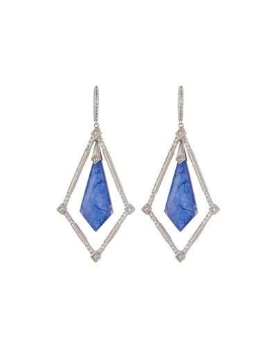 Lisse 18k Large Kite Drop Earrings W/ Sodalite, Crystal & Topaz