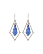 Lisse 18k Large Kite Drop Earrings W/ Sodalite, Crystal & Topaz
