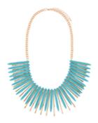 Spiky Bib Necklace, Turquoise/gold