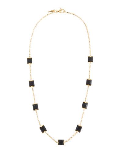 Faceted Cube Rosary Necklace, Black
