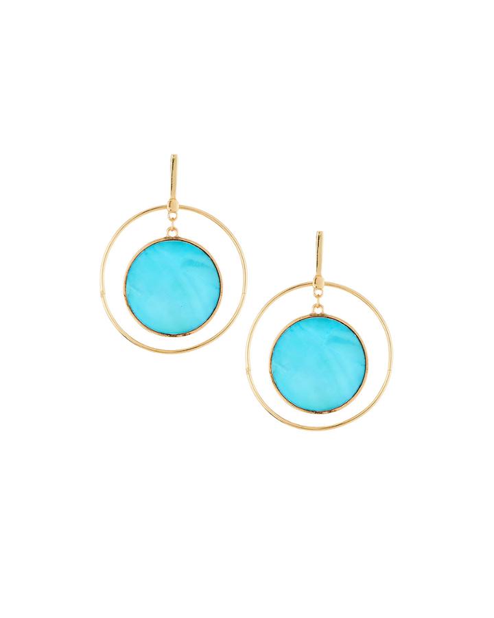 Circular Drop Earrings, Blue