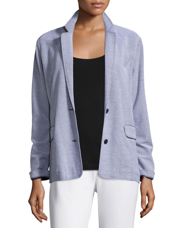 Plus Size Two-button Pique Boyfriend Jacket