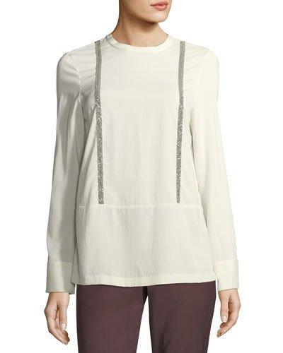 Suspender-embellishment Blouse