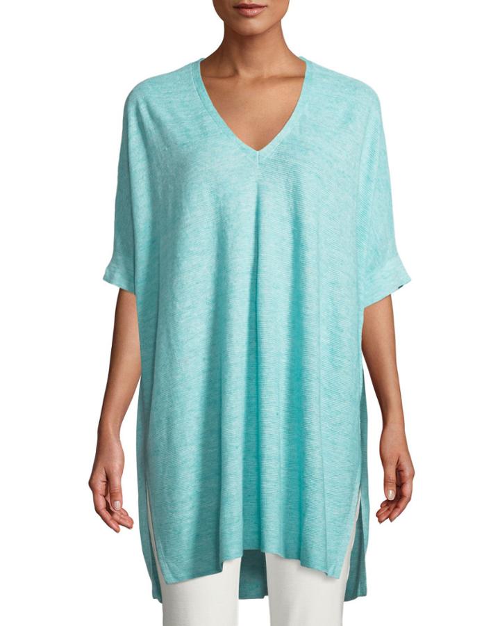 Organic-linen Melange V-neck Easy Tunic