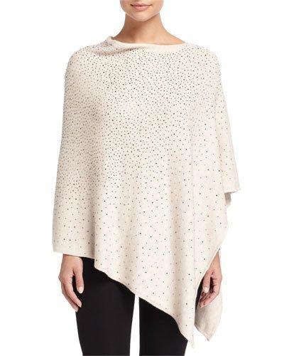 Peaked-hem Studded Poncho, Ivory