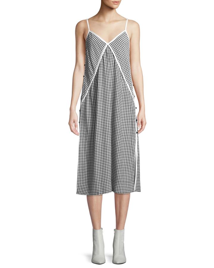 Laurie Check Side-button Tank Dress