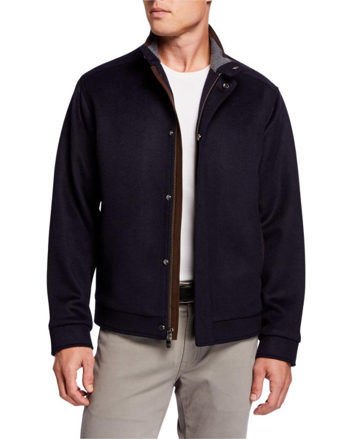 Men's Stretch-wool Bomber Jacket