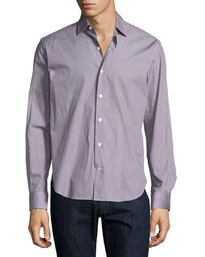 Triangle-print Sport Shirt, Navy/red/white