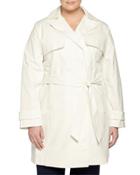 Belted Lace-back Trenchcoat, Spring White, Women's