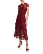 Macy Floral Lace Short-sleeve A-line Dress