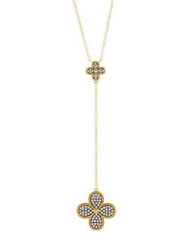 Pave Crystal Clover Lariat Necklace
