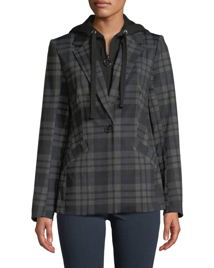Check Pattern Jacket With Removable Hoodie