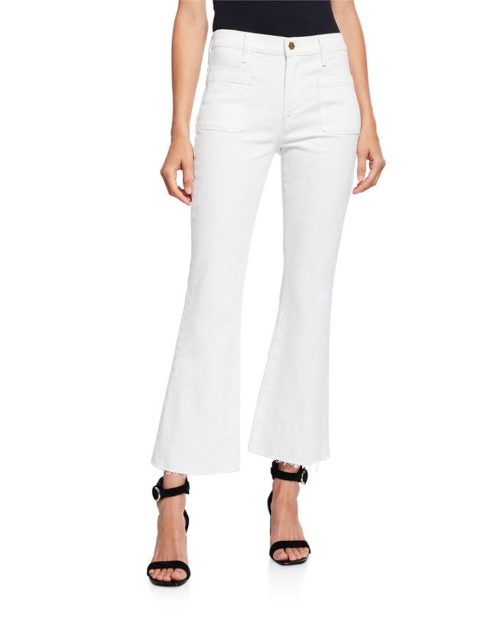 Le Bardot Cropped Flare Raw-edge Jeans