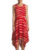 Tie-dye Striped Trapeze Dress