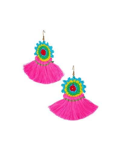 Bright Multi-crochet Fringe Drop Earrings