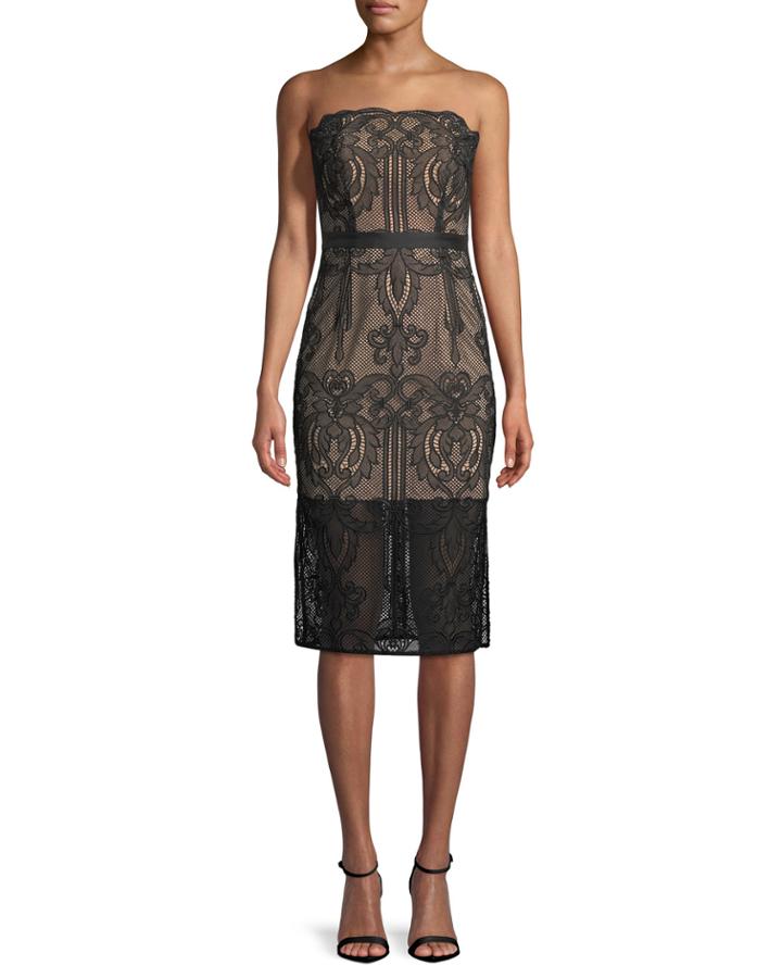 Strapless Lace Applique Cocktail Dress