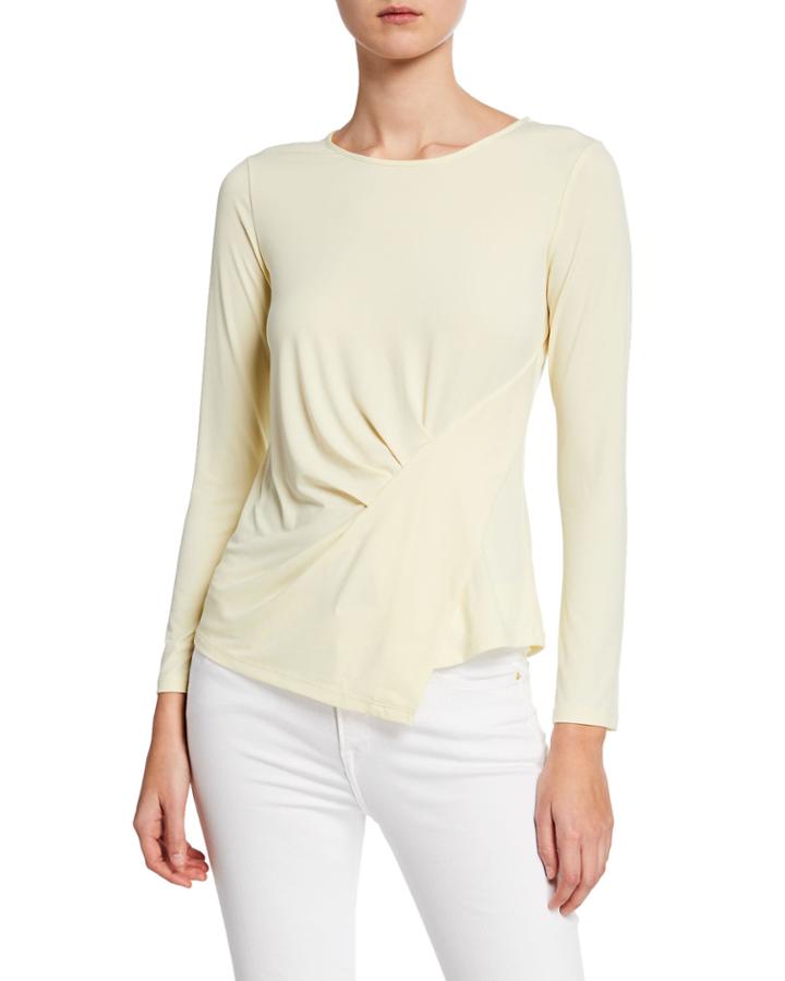 Long-sleeve Asymmetrical Drape Top