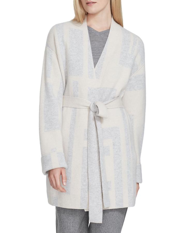 Logo Jacquard Belted Cashmere Cardigan