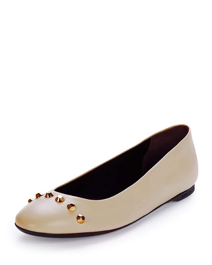 Studded Leather Ballet Flat, Powder (poudre)