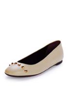 Studded Leather Ballet Flat, Powder (poudre)