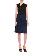 Avenue Sleeveless Jersey Dress, Black/blue