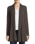 Vertical-rib Pleated Open-front Cardigan