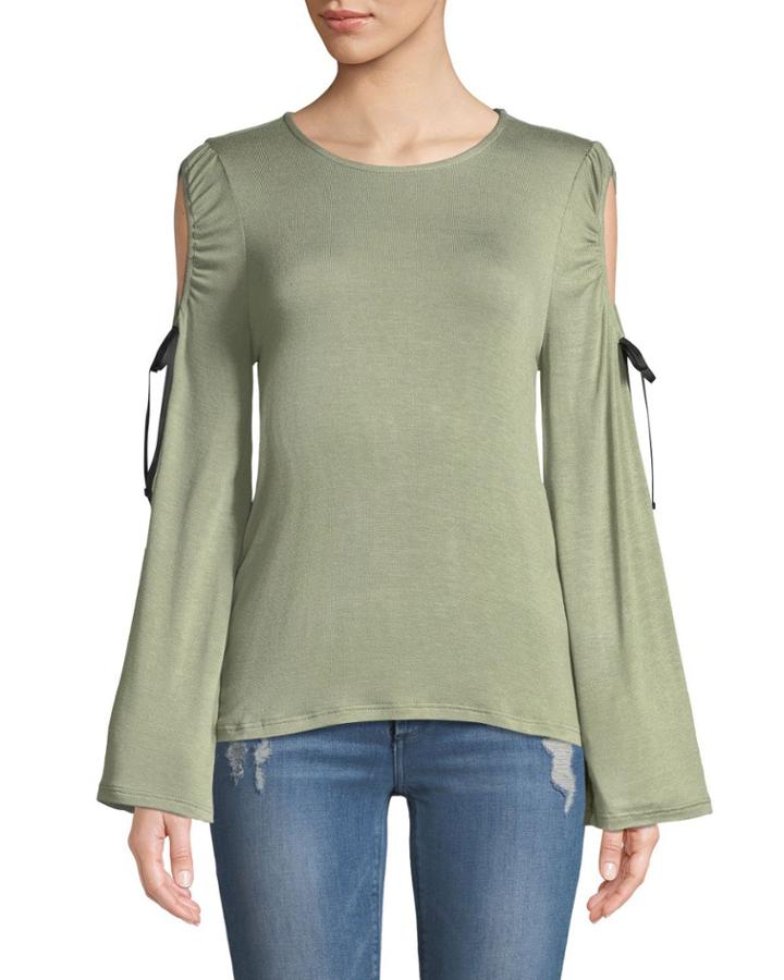 Yara Ribbon Cold-shoulder Tee