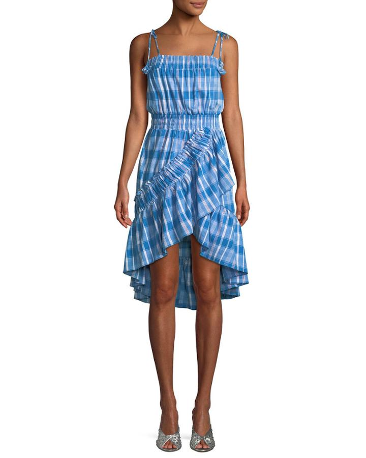 Fernanda Check-print Ruffled High-low Dress