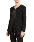 Striped Zip Up High-low Jacket
