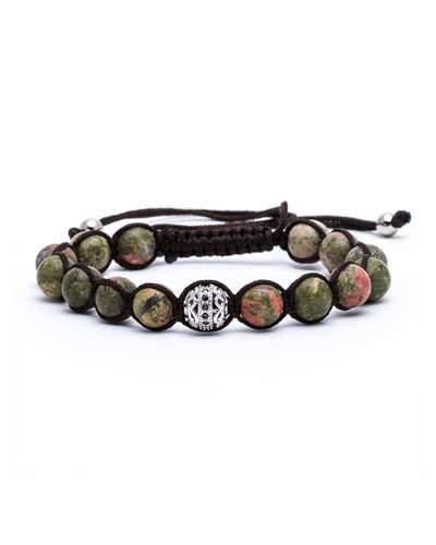 Lux Beaded Cord Bracelet, Green/brown