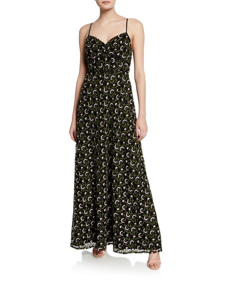 Embroidered Sweetheart Spaghetti-strap A-line Gown