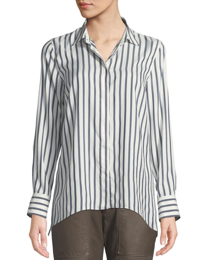 Silk Striped Button-down