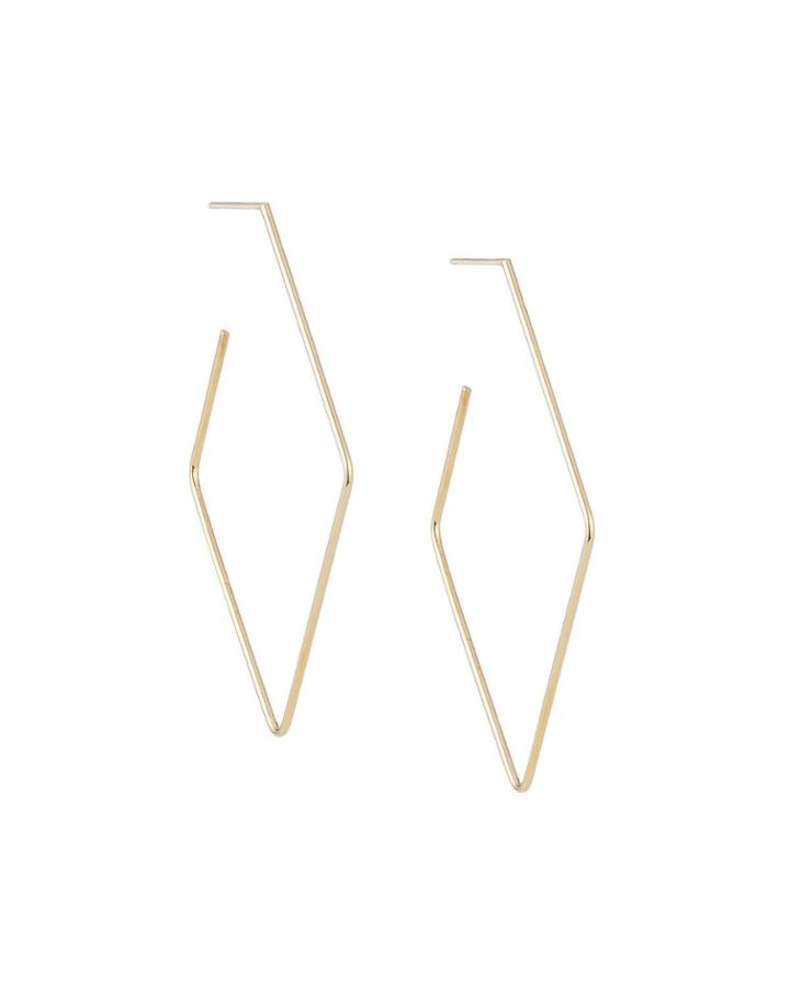 14k Wire Diamond-shaped Hoop Earrings,
