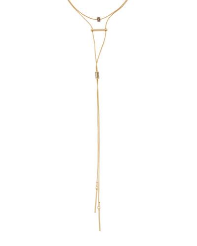 Layered Y-drop Choker Necklace W/ Crystal Pave